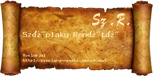 Széplaky Renátó névjegykártya